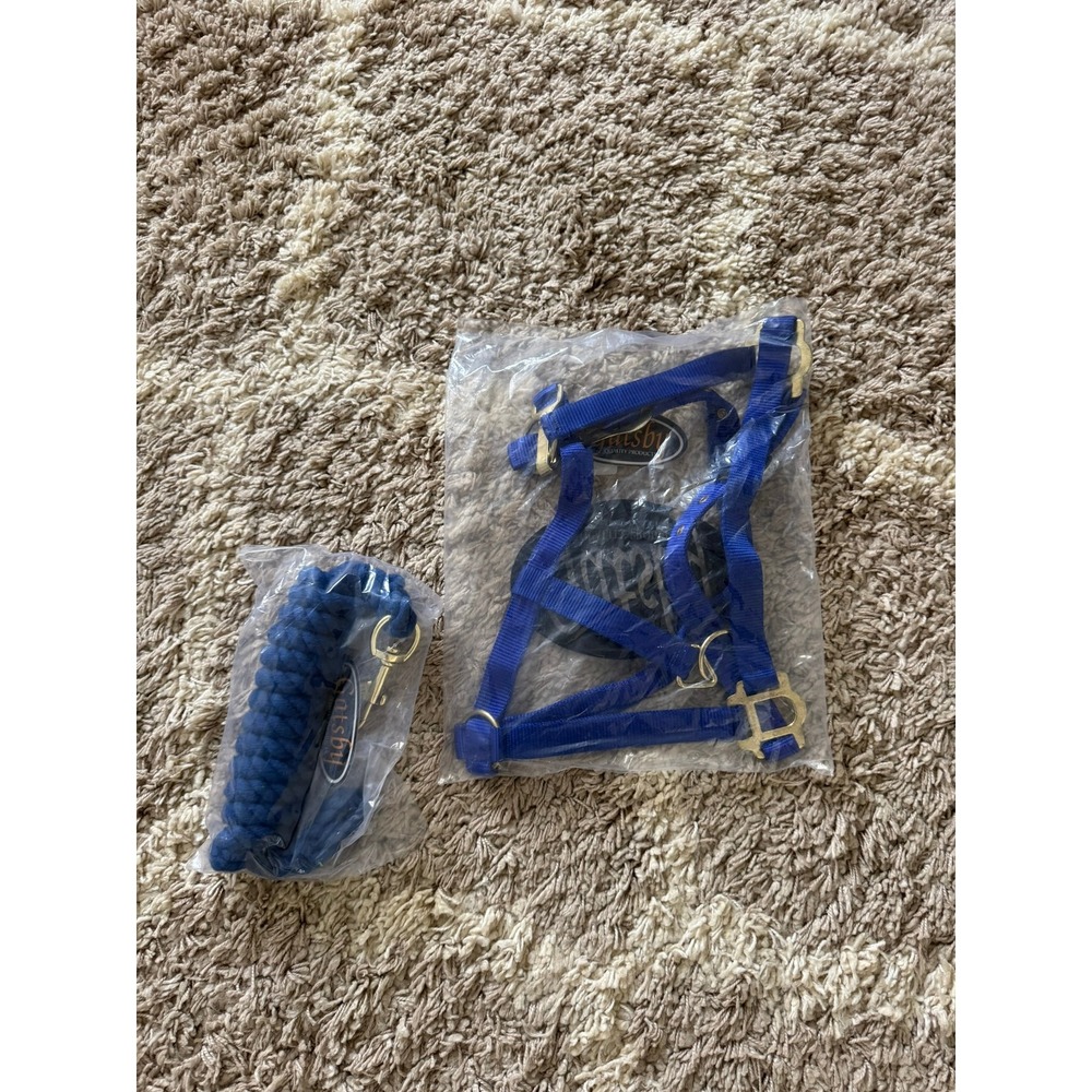Gatsby Royal Blue Adjustable Nylon Horse Halter and 8ft Cotton Lead Rope Set